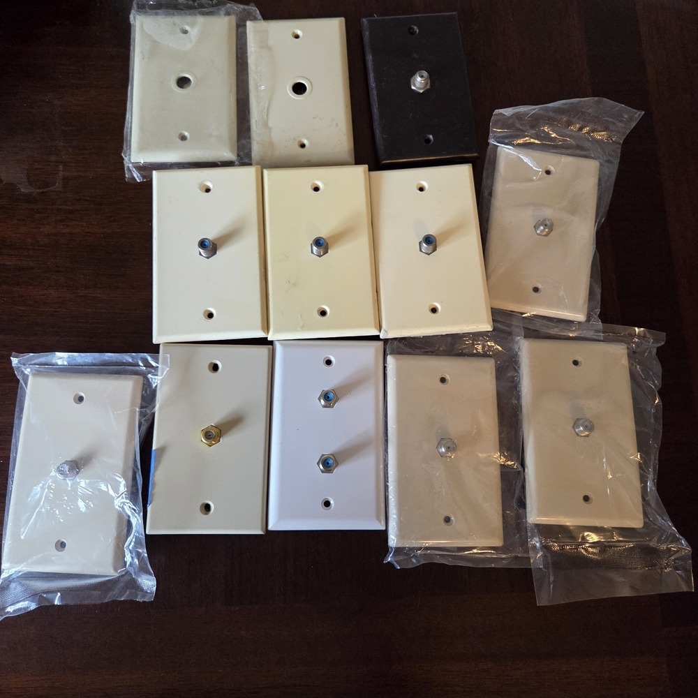 Flush Mount Coaxial Wall Plate Lot Of 10 almond